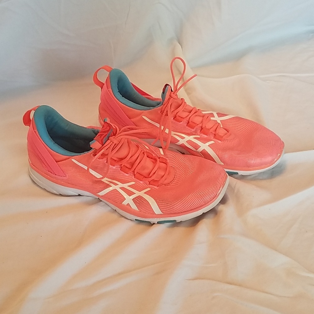Asics coral neon athletic sneakers, size 9
